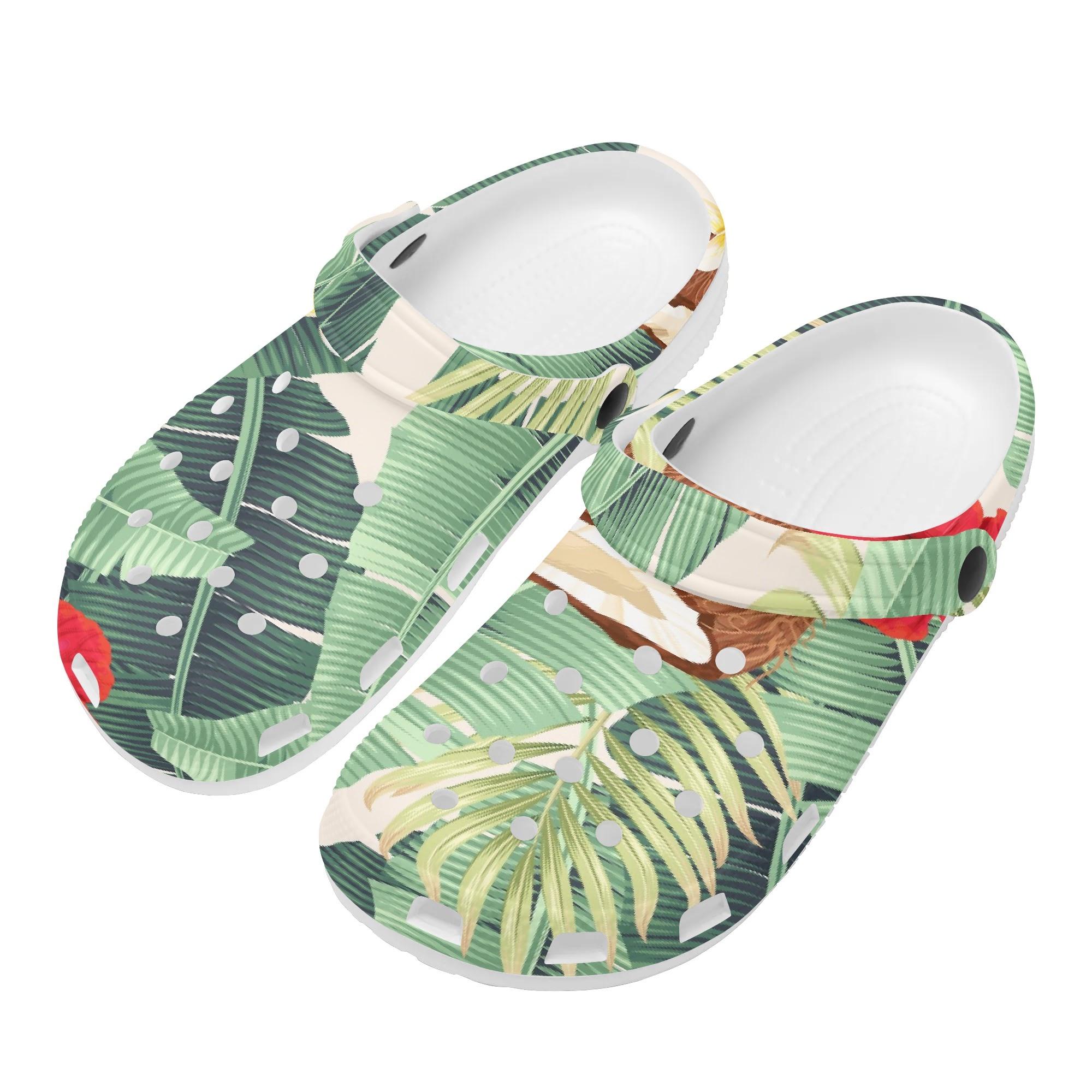 Unisex Pattern Printed EVA Clogs Soft Comfortable Slip On Casual Shoes Flexible Soft Sole Summer Sandals Easy Daily Wear 36 белый
