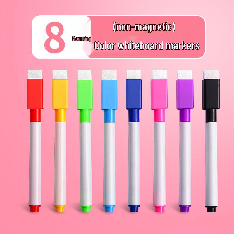 Magnetic Erasable Whiteboard Marker: Water-Based Colored Pen for Children, Crayon & Paintbrush for Drawing and Teaching.