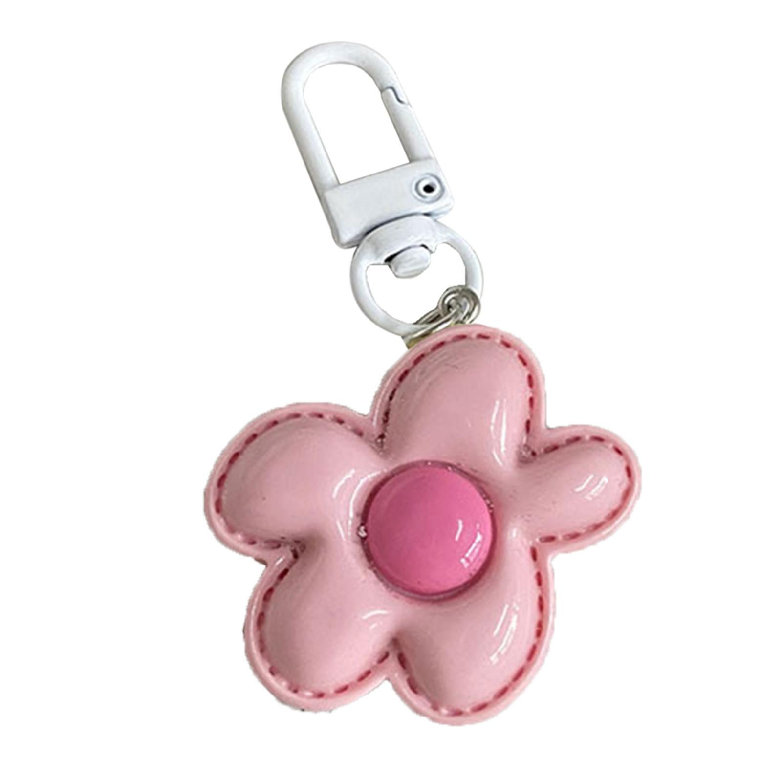 

Cute Floral Keychain Fashion Key Chain Bag Charm Student Bags Ornament Decor Car Phone Decoration for Girls and Kids розовый