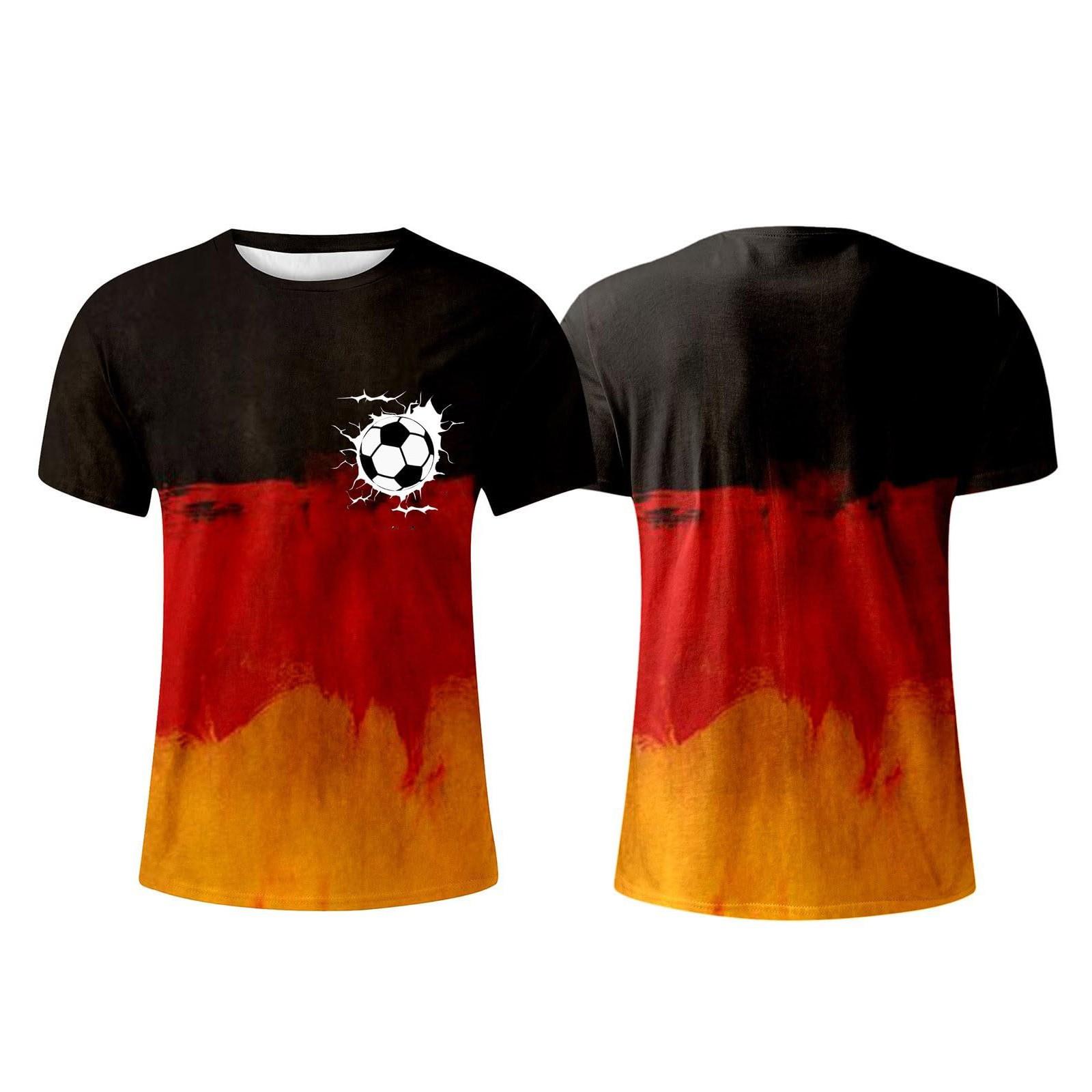 

Мужская футболка с немецким принтом, мужской свободный повседневный топ с короткими рукавами XXL чёрный