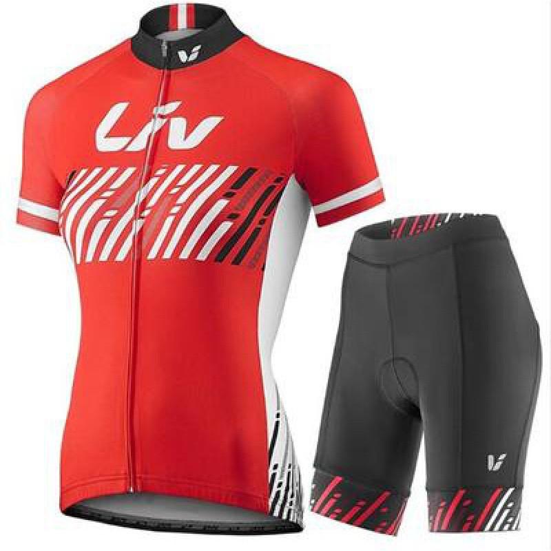 Womens Cycling Jersey Set Short Sleeve Breathable Quick-Dry UV Protection Bike Outfit
