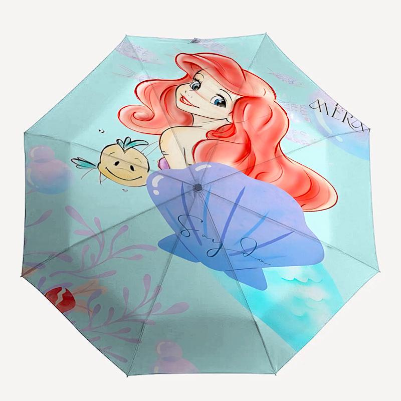 

1pc Little Mermaid umbrella automatic open/close, 8-Rib Durable Frame, Compact Folding Design, Ideal Birthday/Holiday Gift 1170A