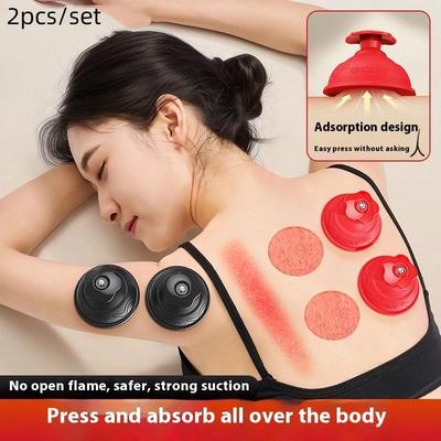 2Pcs Silicone Vacuum Therapy Cups Press Type Cellulite Suction Cup Back Body Anti-Cellulite Massage Tool for Family Use