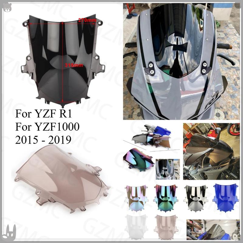 Motorcycle Wind Deflector For Yamaha YZFR1 YZF1000 2015 -  Screen Double Bubble Windshield Deflector Protector WindScreen
