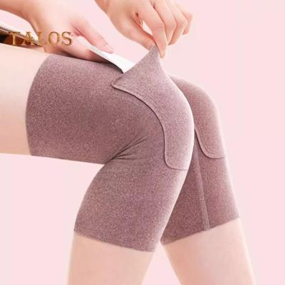 1 Paar Kniebeschermers met Voorzak voor Warmers Antislip Warme Leggings Hoge Elasticiteit Velours Kniebrace voor Buitensporten Koud Weer