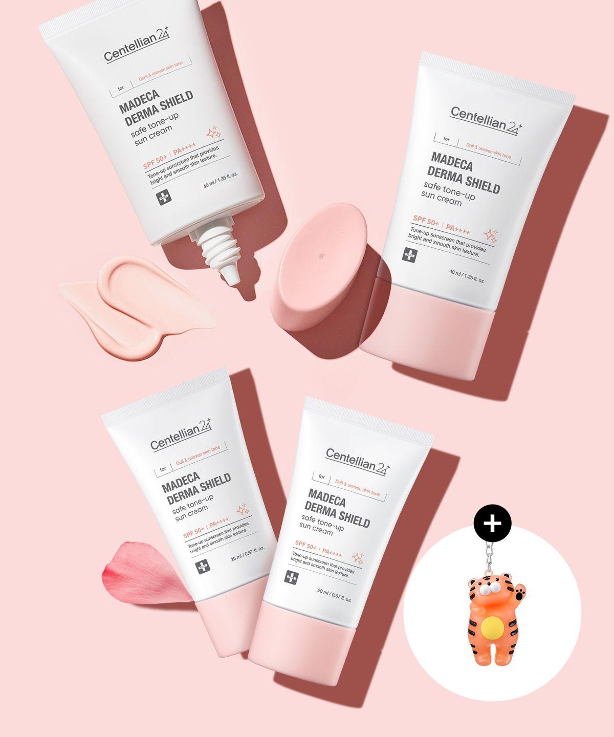 [Free UV Keyring] Madeca Dermashield Safe Tone-Up Sun Cream 40ml+20ml Duo Special Set (Total Volume 120ml)