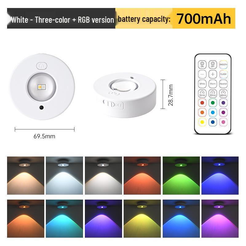 Cross-border LED Rechargeable Cat's Eye Cabinet Light with Remote Control, Magnetic Mount, and RGB Options