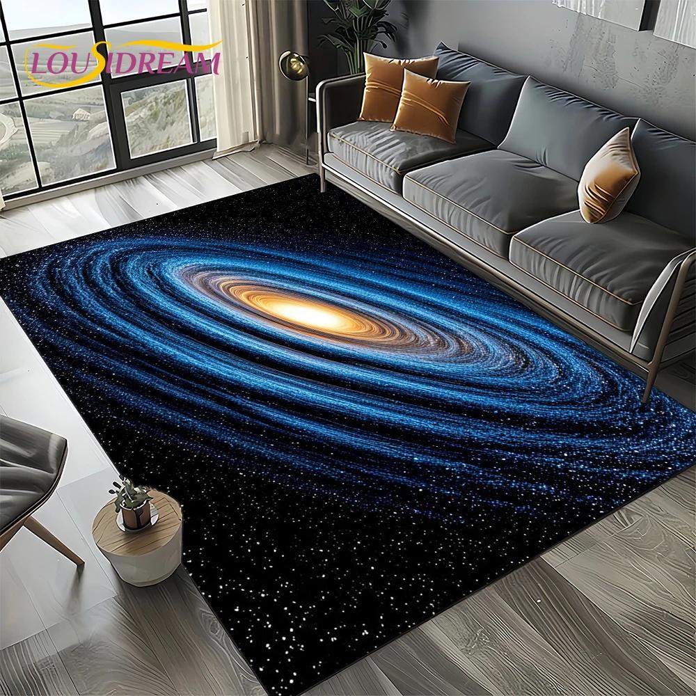 Universe Space Stars Black Hole Galaxy Earth Milky Way Carpet Rug for Living Room Bedroom Sofa Decoration,Non-slip Floor Mat