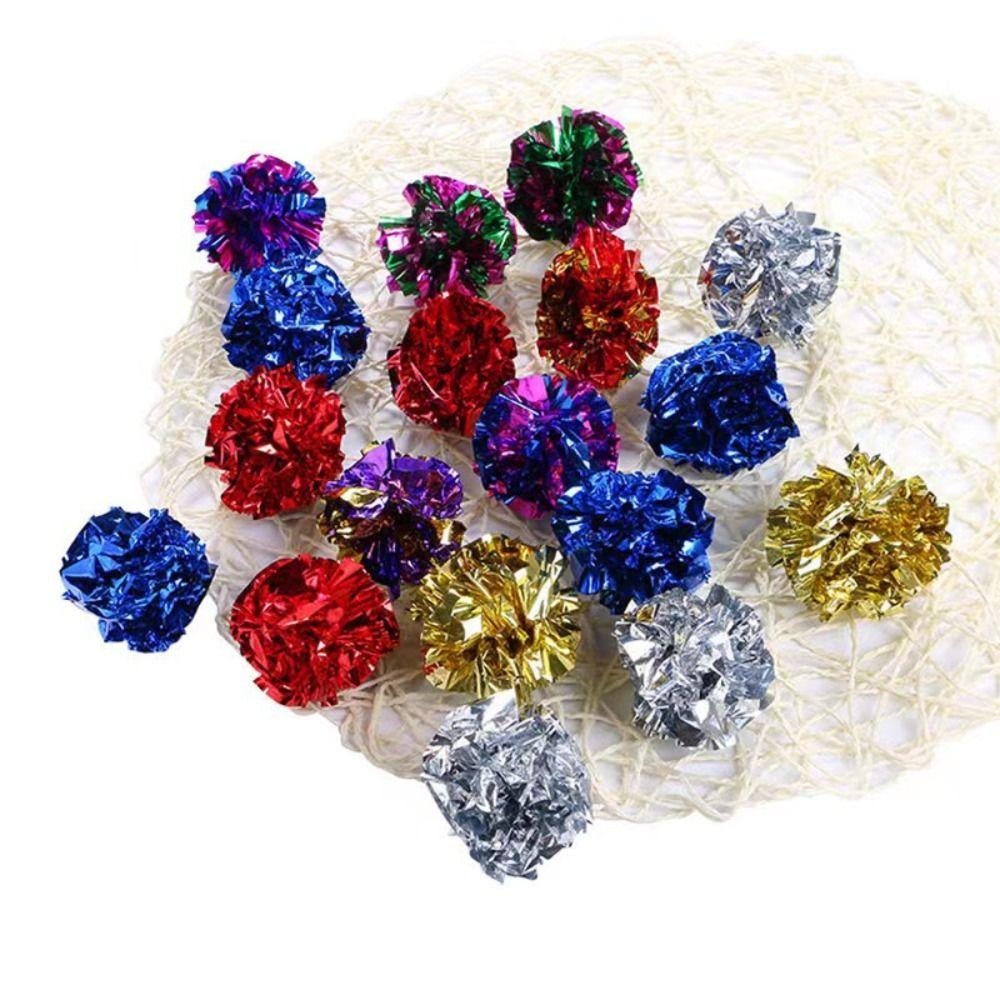 10x Soft Crinkle Foil Cat Toys Balls Ring Paper 5.5CM Tinsel Balls Large Gilter Cat Kitten Toy