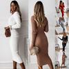 Elegant Womens Long Sleeve Bodycon Dress Perfect For Evening Parties And Casual Wear