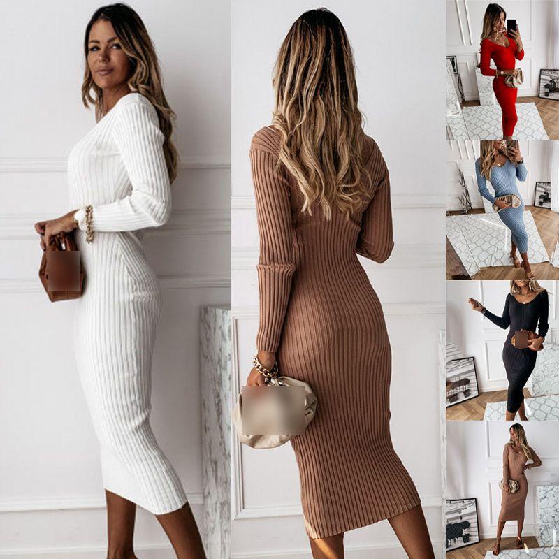 Elegant Womens Long Sleeve Bodycon Dress Perfect For Evening Parties And Casual Wear