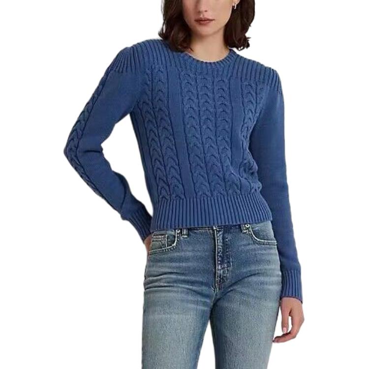 Polo Ralph Lauren Solid Color Cable Knit Sweater Women tops Blue 200919056-003