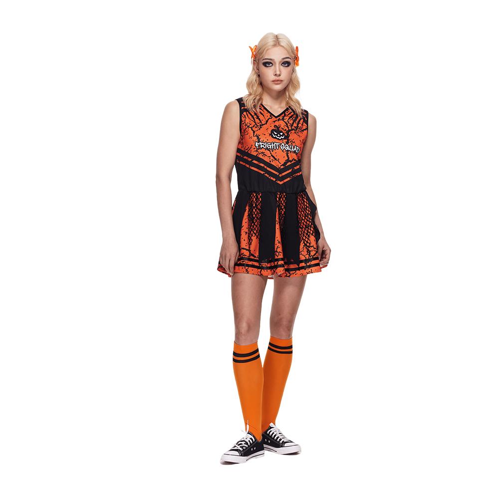 Women Scary Cheerleader Costume Halloween Adult Evil School Suit Cool Sporty Outfit