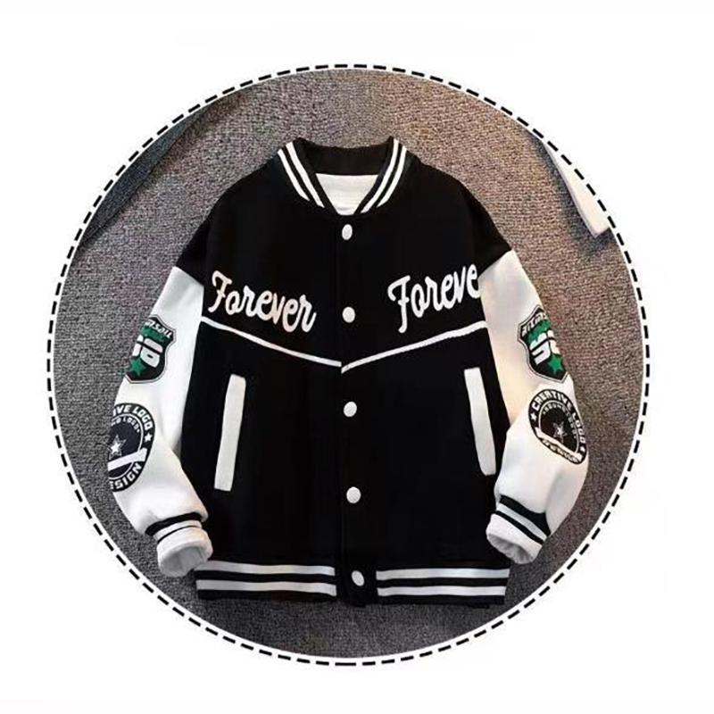 Veste de baseball printemps-automne, vêtements noirs et verts pour adolescents, manteaux matelassés en coton, veste bombardier pour enfants, vestes pour petits enfants, filles et garçons