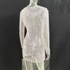 Spring and Summer Women's Size Bubble Beads See-through Mesh Dresses