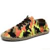 New Fashion Orange  Men Loafers Flats Flower Print Men Casual Shoes Linen Breathable Men Driving Shoes mocasines de hombre
