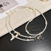 Oblique Span Chain Beaded Shoulder Chain Mobile Phone Lanyard Pearl Pendant Mobile Phone Universal