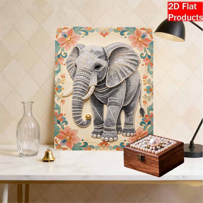 Elephant Pearl Kit DIY 5D Rhinestone Art Craft for Adults and Kids Home Party Decoration Handmade Gift