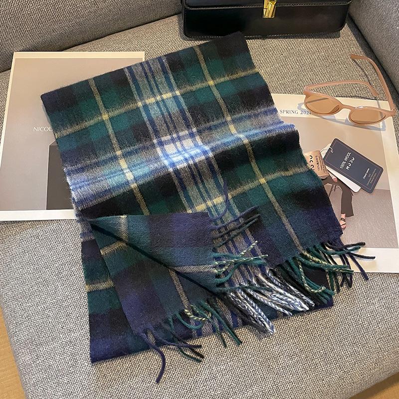 Small wool classic plaid simple winter fringed warm scarf female scarf student style