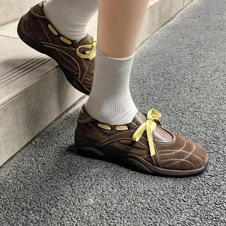 

Cowhide version~ Flat bottom color matching British style moral training shoes genuine leather platform retro Forrest Gump shoes women s 2025 spring 35