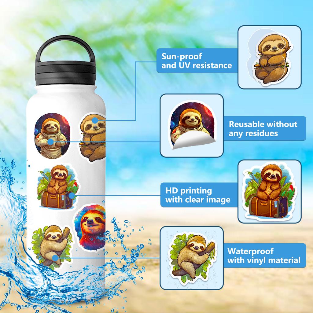 50 Cartoon Cute Sloth Stickers TEMU New Cute Sloth Doodle Stickers