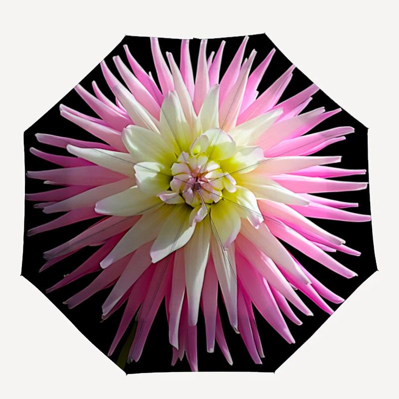 

1pc Pink Dahlia Flower Automatic Open/close, All-Season Portable Folding Umbrella for Friends, Travel, Everyday yy250812211