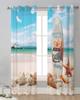 Surfboard Beach Starfish Shell Sheer Curtains for Living Room Decoration Window Curtains Kitchen Tulle Voile Organza Curtains