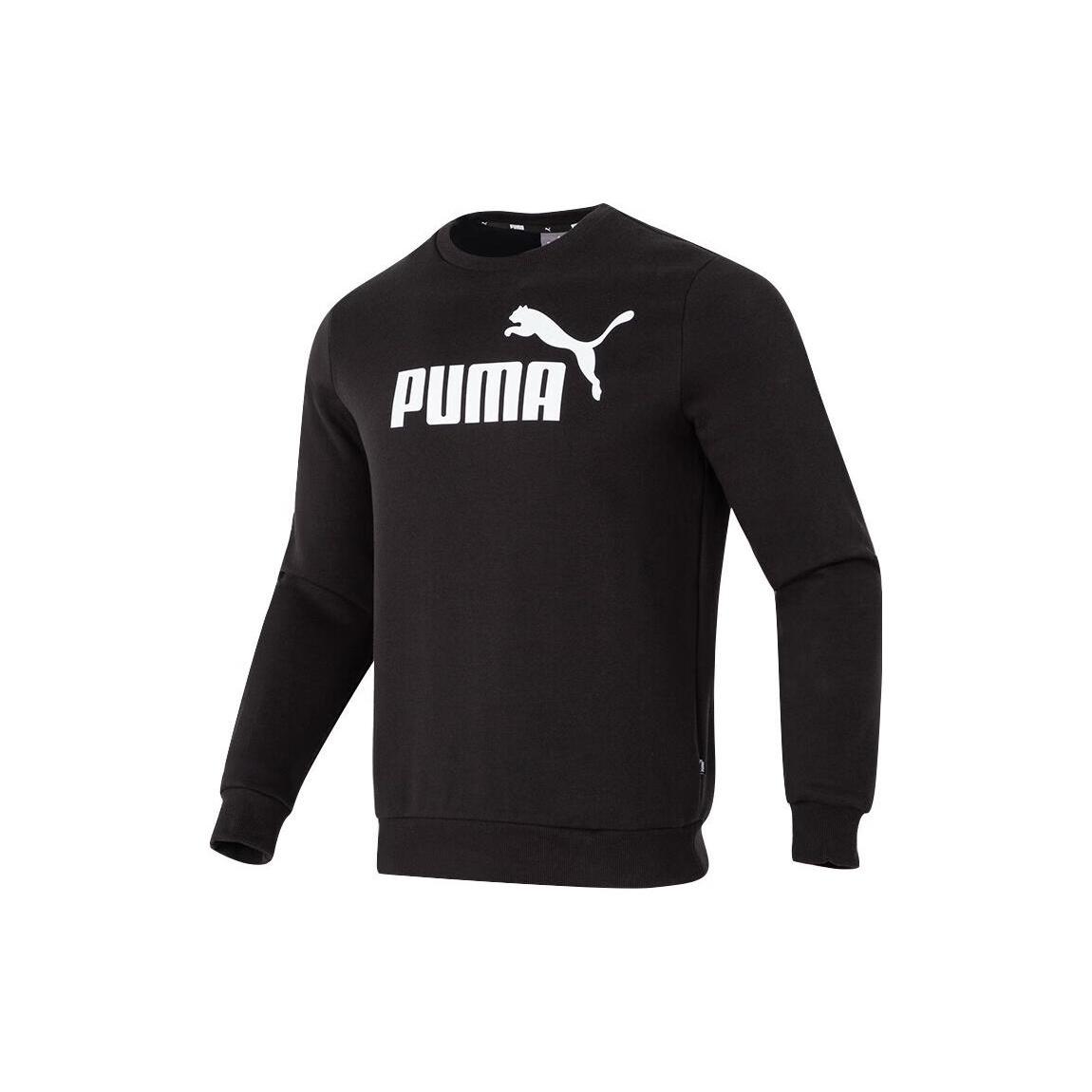 PUMA Letter Print Fleece Pullover Sweatshirt Black White Men s 682722-01 XL