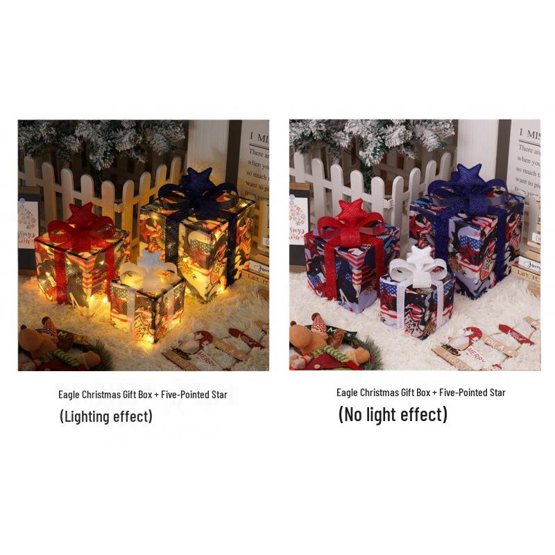 Cross-Border Christmas Luminous Gift Box Set: Outdoor Decorative Lights for Courtyard & Mall Display