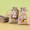 6Pcs Easter Linen Gift Bag Bunny Eggs Candy Cookie Packaging Bag Spring Easter Party Favor Supplies Kids Gifts Easter Decor 2026