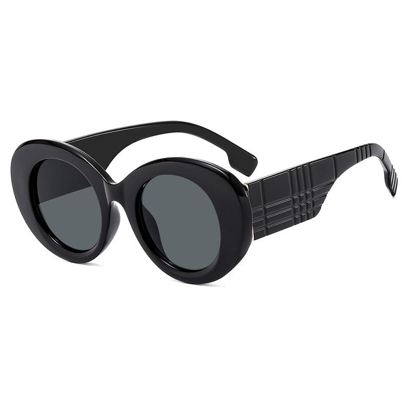 Big Frame Black Round Fashion Ladies Sunglasses Vintage Personality Design Street Party Stage Accessories