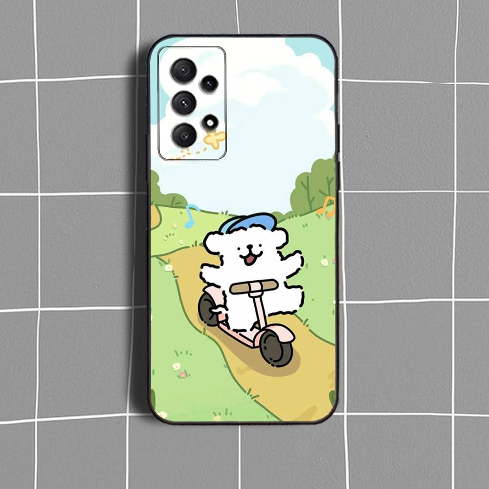 

K-Korea line p-puppy Maltese Phone Case For Samsung Galaxy A73,31,32,72,41,53,52,71,22,5G,Note,J7,8,9 Soft Black Cover SamsungA52