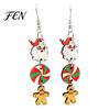 Decorative Wood Earrings 1 Pair Christmas Wooden Dangle Drop for Women, Cute Santa Red Green Holiday Decor Gingerbread Candy Cane Earrings,