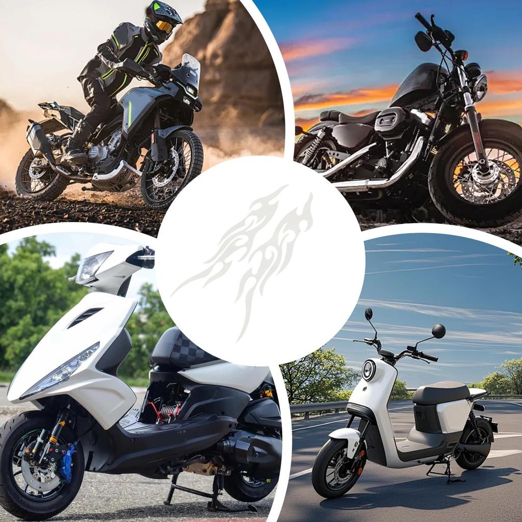 Motorcycle Stickers - Flame Decals | Set of 2 Waterproof Emblems for Motorcycle, Scooter, Snowmo, Luggage, Skateboard, Truck