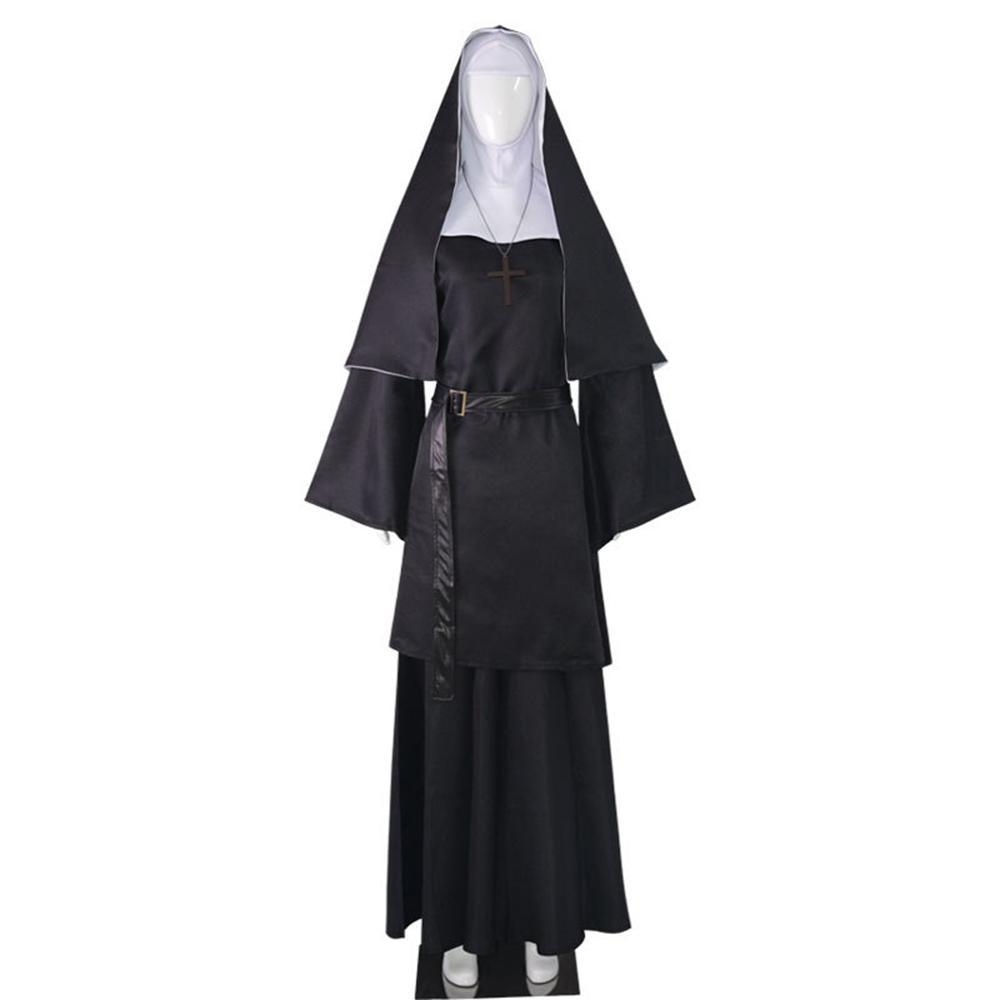 Halloween nonne cosplay kostyme Tradisjonelt voksen Valak svart religiøs drakt dress Halloween fest demon nonne ytelse klær