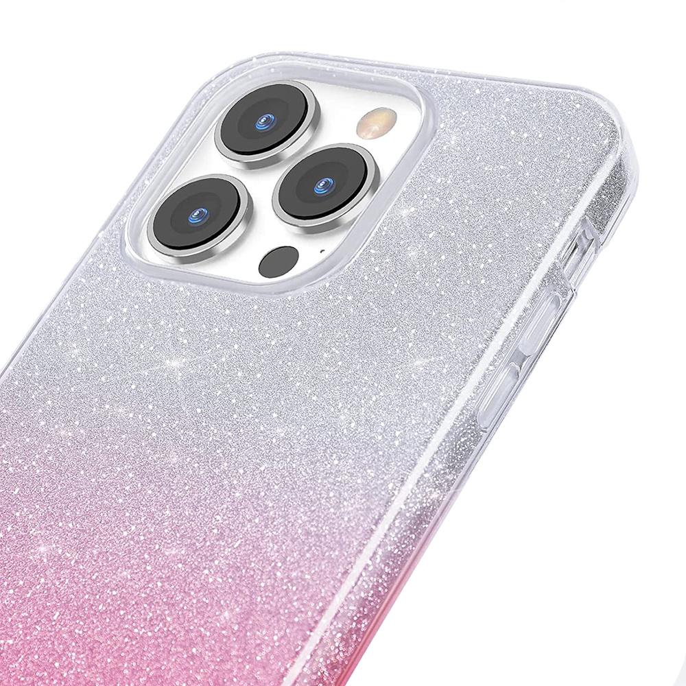 Glitter Case for iPhone 13 Pro, Silver/Pink