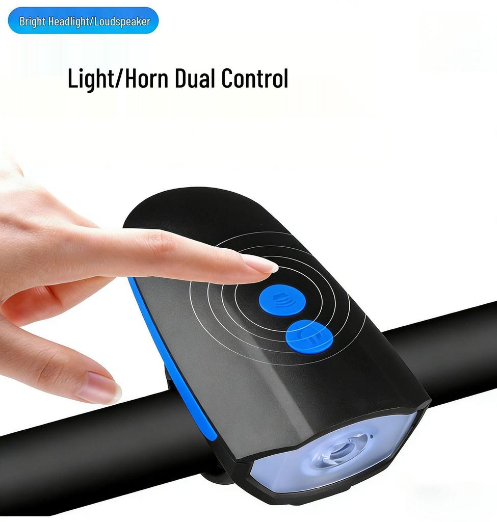 "USB Chargeable Bicycle Horn & Headlight for Night Riding - High-Brightness Warning Light for Mountain Bikes"