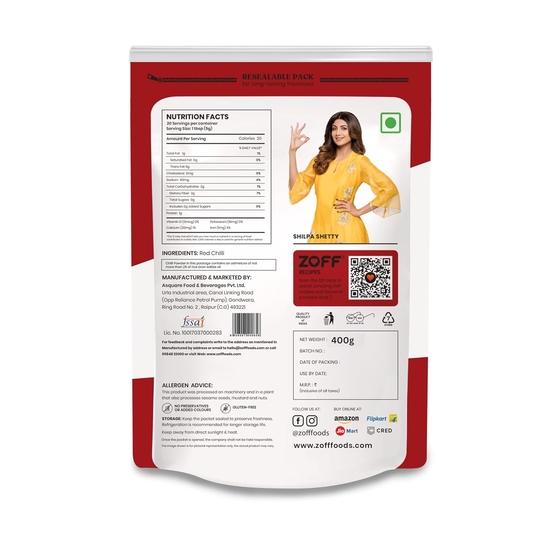Zoff Kashmiri Proszek z Czerwonej Chili | Czysty i Naturalny | Nowa Waga 400 g