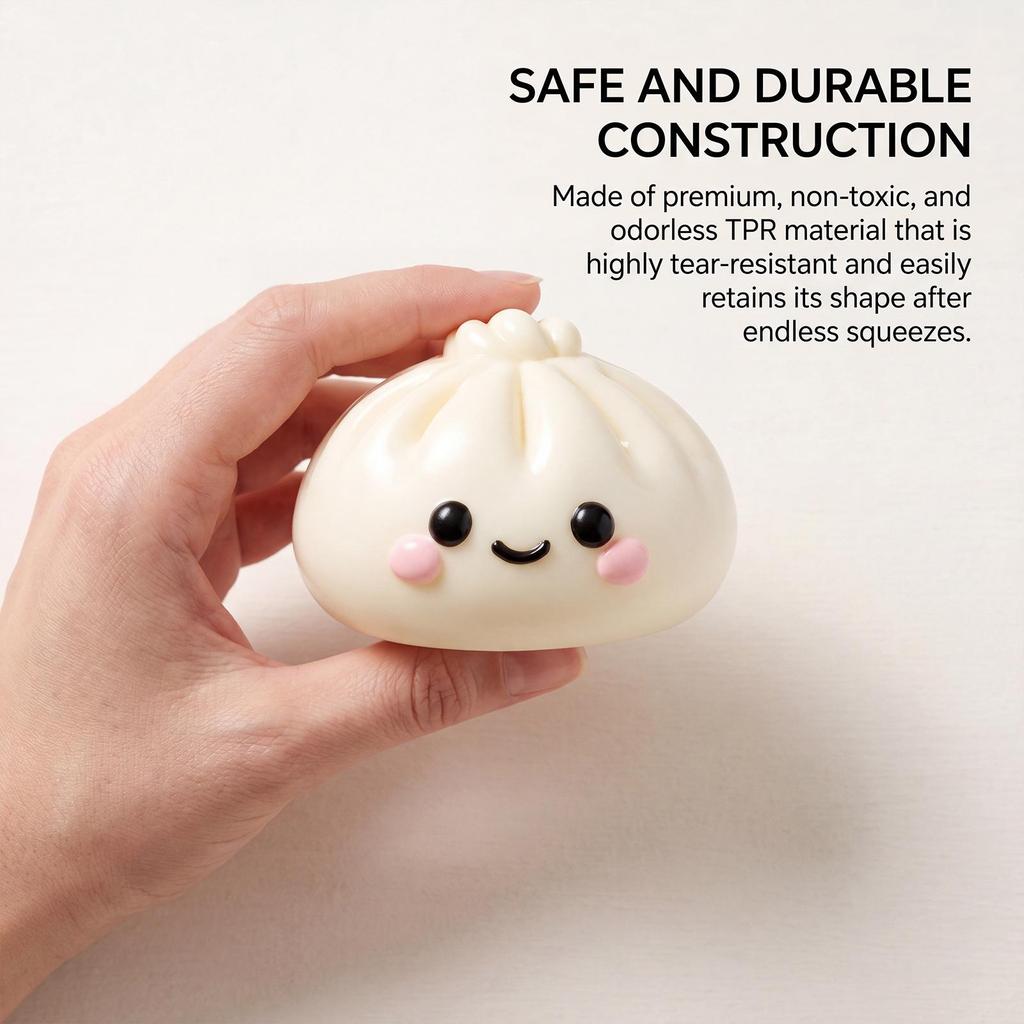 DOWMOO Beige Colorful Baozi Squeeze Toy - Soft, Stretchable, Slow Rebound, Fun Kneadable Toy