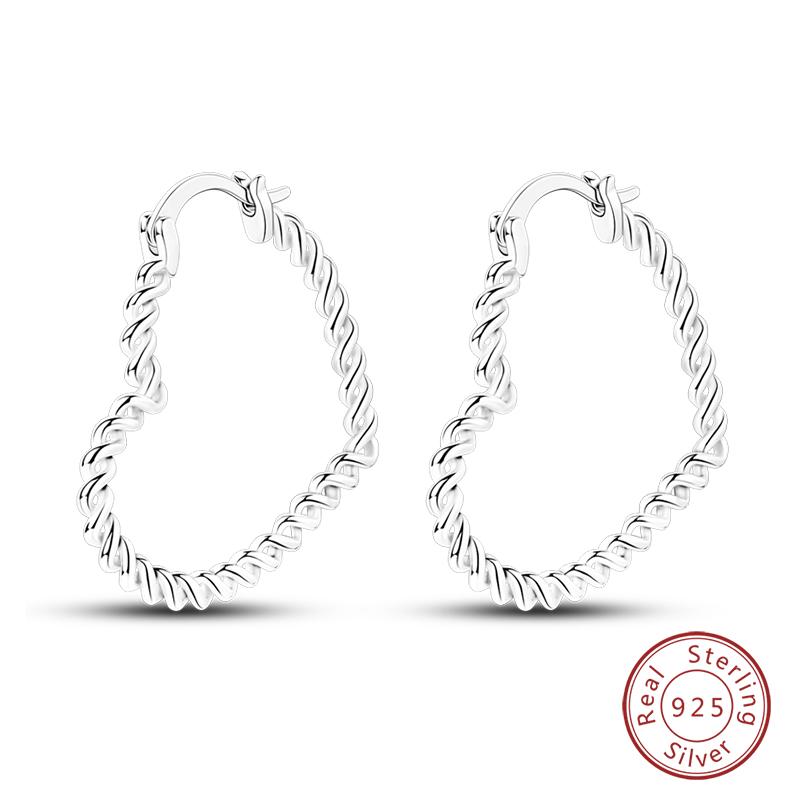 Charms Double Hoop Earrings For Women 100% 925 Silver Cubic Zircon Heart Star Moon Earrings Elegant Birthday Jewelry Gifts