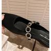 Square-toed Shoes Rhinestone Flat-bottomed Flip-flops Women's Sandals