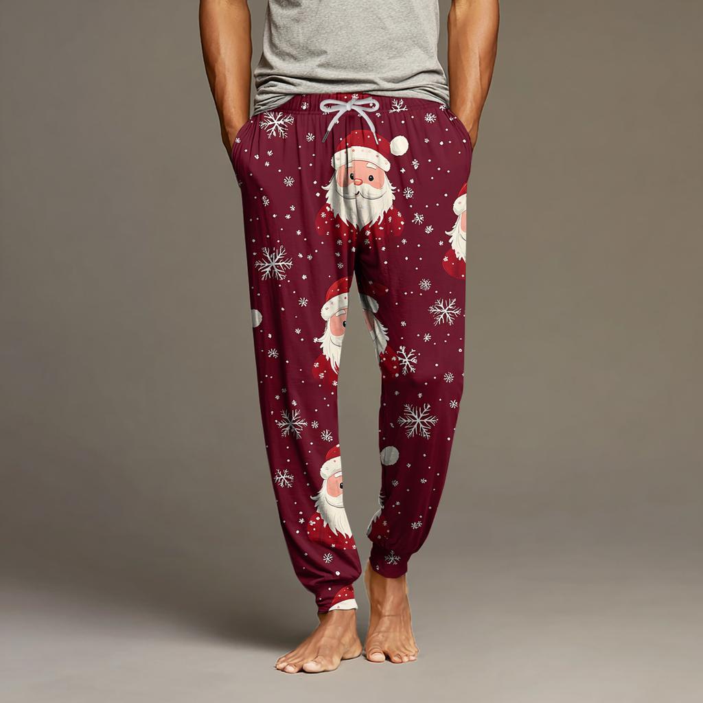 Men's Drawstring Pocket Cuffed Casual Pants Home Sleep Pants