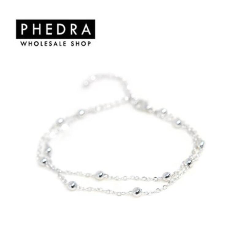 

Women s Simple Daily Silver Ball Double Anklet Bracelet A25235_ONECOLOR
