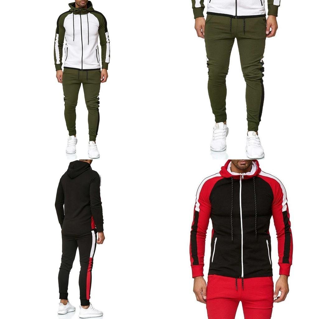 Stylish Men's Tracksuit Jogging Hoodie Coat Jacket With Zipper And Adjustable Pants Set For Activewear