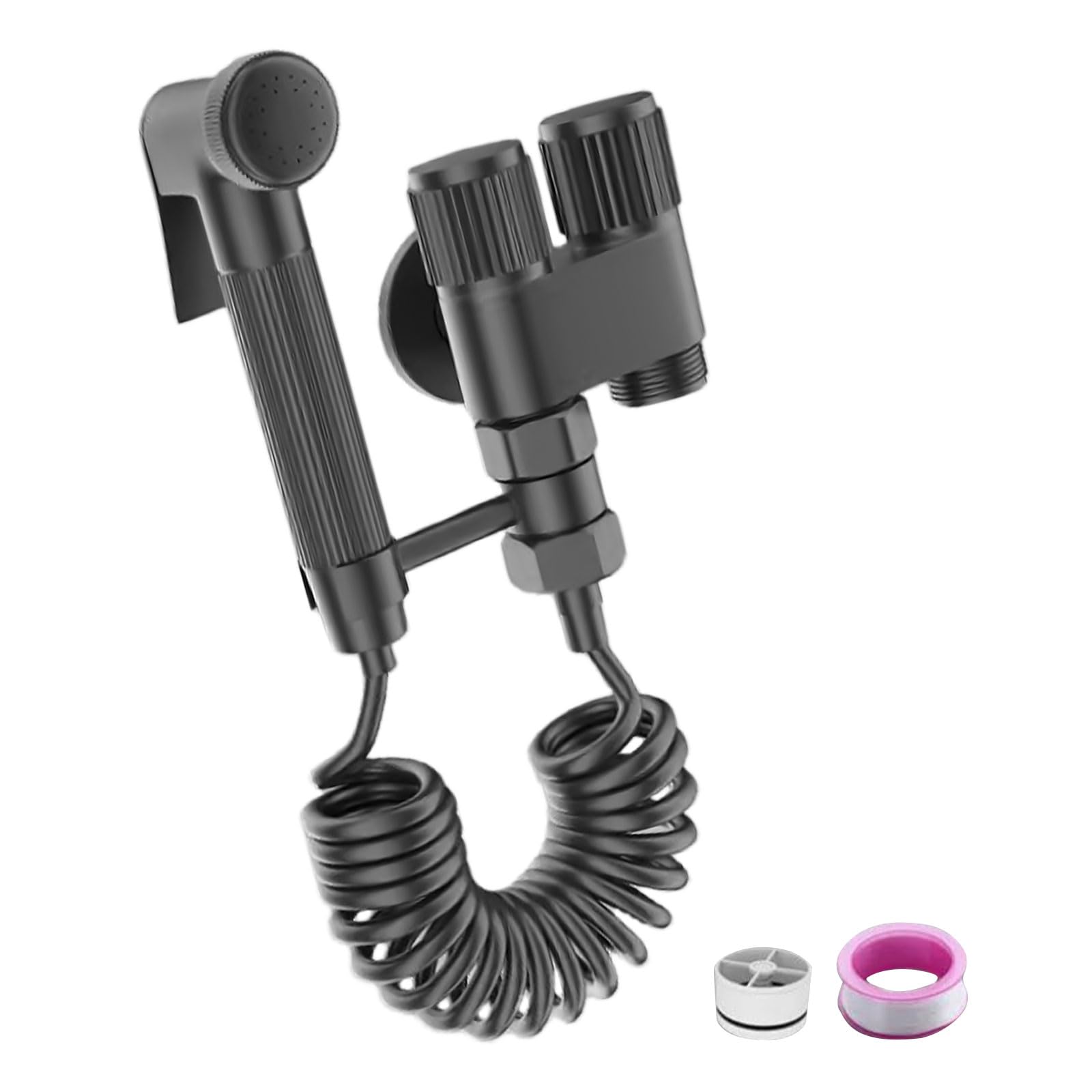

Multiunctional Handheld Bidet Sprayer Set For Toilet With Double Control Valves & Hand Shower Attachment Simple Installs
