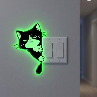Decorations Cat Wall Decals Self-Adhesive Cat Switch Sticker Glowing Cat Stickers  Bedroom