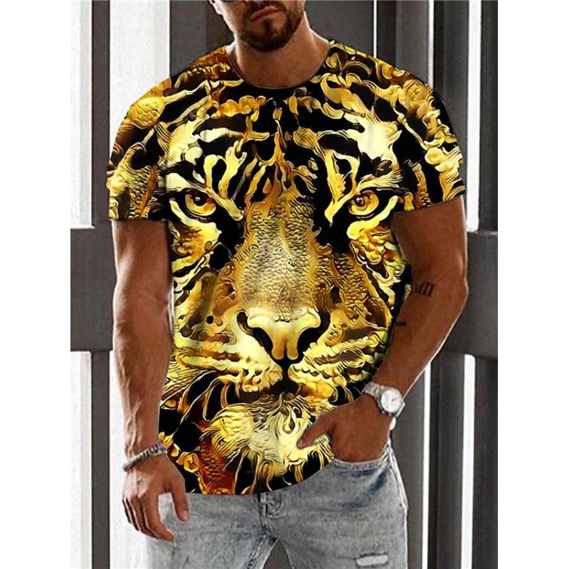 3D digital printing men's T-shirt, casual round-neck short-sleeved