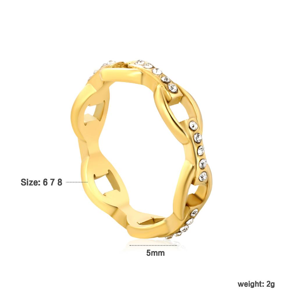 Emerald Diamond Ring French Vintage Design Sense Bamboo Ring Irregular Stainless Steel Ring Female