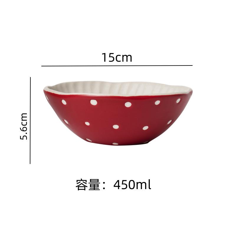 Cartoon Cute Red Mushroom Ceramic Plate, Kitchen Dining Room, Bread, Fruit Plate, Salad Bowl, Afternoon Tea Dessert Plate