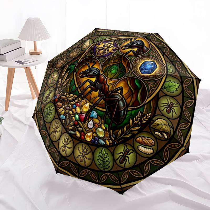 Ants Treasure Hunt pattern umbrella, portable and foldable design, 8 ribs, a casual accessory for Halloween, Christmas, and birthday gifts.